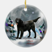 Weihnachtsgeschenke mit flachen Decken Retriever Keramikornament (Hinten)