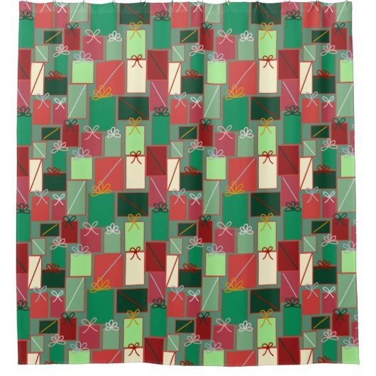 Weihnachtsgeschenke mit Ribbons und Bows Duschvorhang (Vorderseite)
