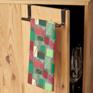 Weihnachtsgeschenke mit Ribbons und Bows Geschirrtuch