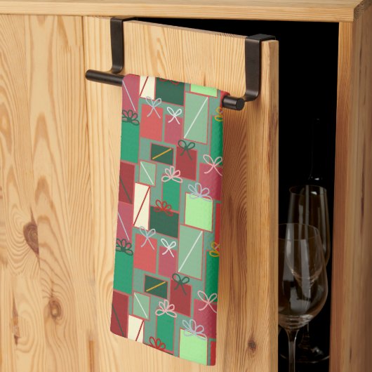 Weihnachtsgeschenke mit Ribbons und Bows Geschirrtuch (Drittel gefaltet)