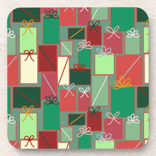 Weihnachtsgeschenke mit Ribbons und Bows Getränkeuntersetzer (Vorderseite)