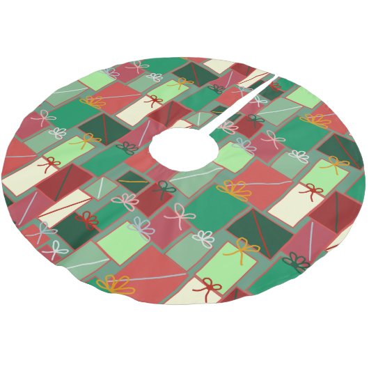 Weihnachtsgeschenke mit Ribbons und Bows Polyester Weihnachtsbaumdecke (Schrägansicht)