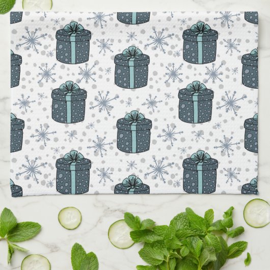 Weihnachtsgeschenke Muster Geschirrtuch (Gefaltet)