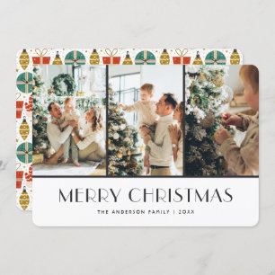 Weihnachtsgeschenke Ornamente Handschuhe Schnee Fo Feiertagskarte