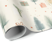 Weihnachtsgeschenke & Pine Trees Wasserfarbe Geschenkpapier (Rolleneckpunkt)