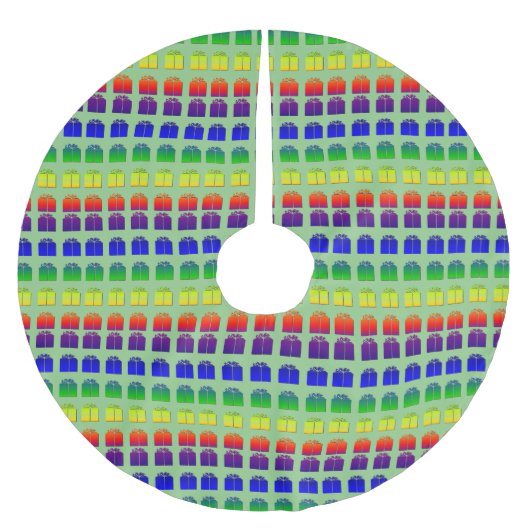 Weihnachtsgeschenke präsentiert Boxen Regenbogen R Polyester Weihnachtsbaumdecke (Vorderseite)