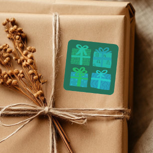 Weihnachtsgeschenke präsentiert Niedliche handgeze Quadratischer Aufkleber