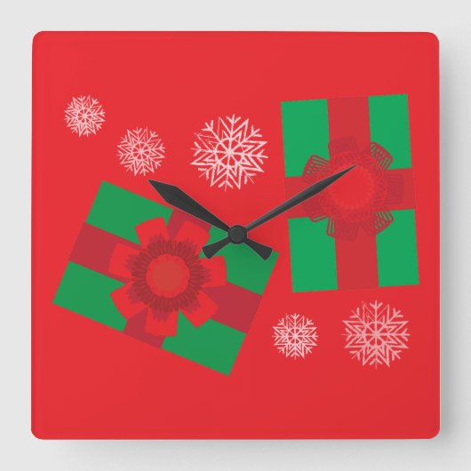 Weihnachtsgeschenke Quadratische Wanduhr (Vorderseite)