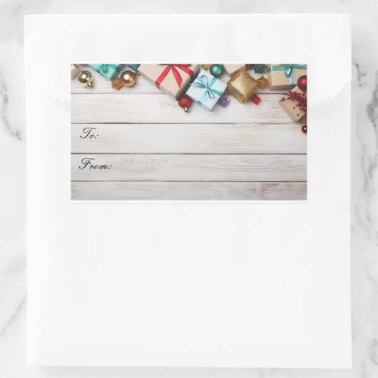 Weihnachtsgeschenke Rechteckiger Aufkleber (Tasche)