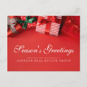 Weihnachtsgeschenke Rot | Grüße der Jahreszeit Postkarte (Vorderseite)