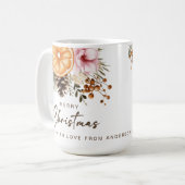 Weihnachtsgeschenke rustikale Winter Zitrusfrüchte Kaffeetasse (Vorderseite Links)