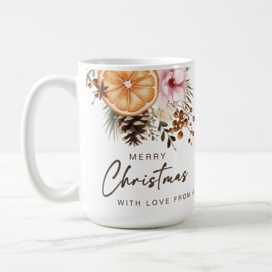 Weihnachtsgeschenke rustikale Winter Zitrusfrüchte Kaffeetasse (Links)