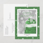 Weihnachtsgeschenke Schneeflocken Grün Feiertagspostkarte (Vorne/Hinten)