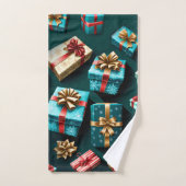 Weihnachtsgeschenke Stilvolle Wrap Gold Blue Red Badhandtuch Set (Handtuch)