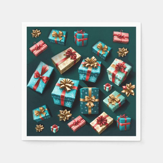 Weihnachtsgeschenke Stilvolle Wrap Gold Blue Red Serviette (Vorderseite)