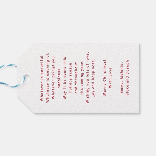 Weihnachtsgeschenke Tag Personalisierte Geschenkta Geschenkanhänger (Rückseite Horizontal)