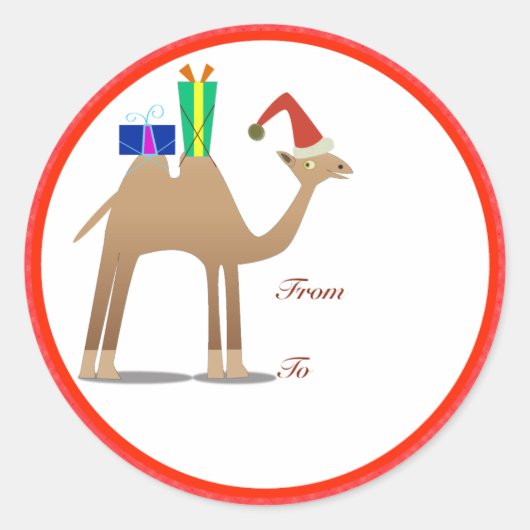 Weihnachtsgeschenke Tags: Kamel Runder Aufkleber (Vorderseite)