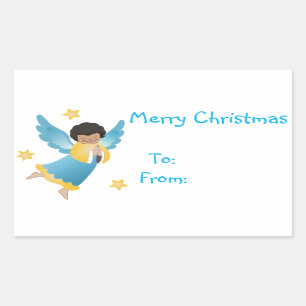 Weihnachtsgeschenke Tags/Klebekleber/Engel Rechteckiger Aufkleber