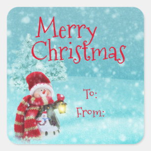 Weihnachtsgeschenke Tags/Rectangle Stickers/Snowma Quadratischer Aufkleber