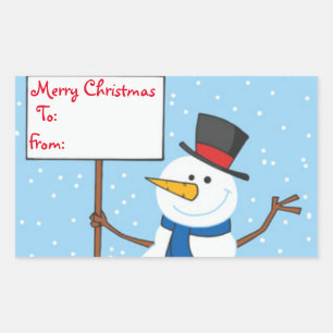 Weihnachtsgeschenke Tags/Rectangle Stickers/Snowma Rechteckiger Aufkleber