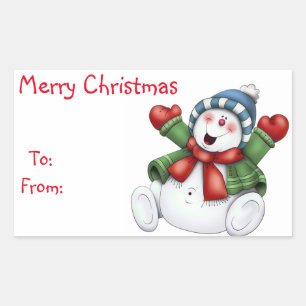 Weihnachtsgeschenke Tags/Rectangle Stickers/Snowma Rechteckiger Aufkleber