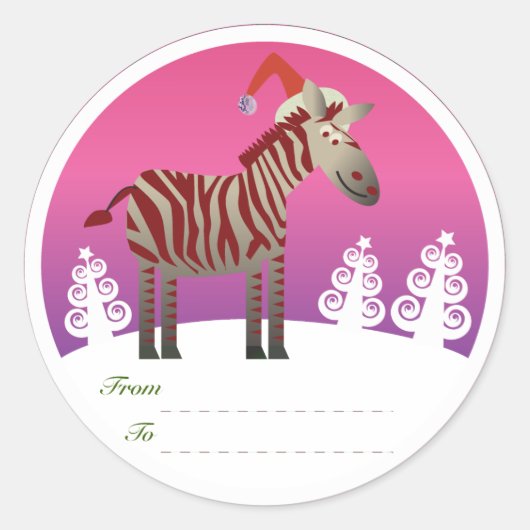Weihnachtsgeschenke Tags: Zebra Runder Aufkleber (Vorderseite)