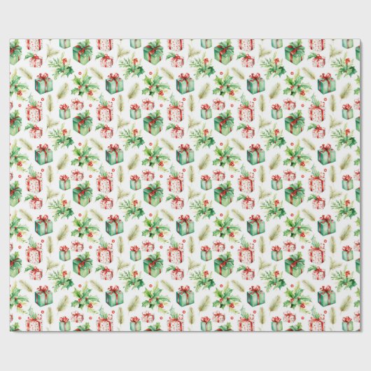 Weihnachtsgeschenke und Holly Geschenkpapier (Flach)