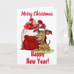 Weihnachtsgeschenke und Hund - Blankokarte Karte