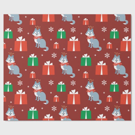 Weihnachtsgeschenke und Husky-Muster Geschenkpapier (Flach)