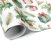 Weihnachtsgeschenke und Mistleton Geschenkpapier (Rolleneckpunkt)