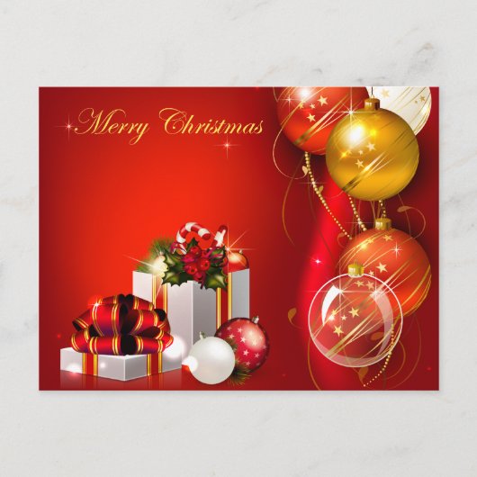 Weihnachtsgeschenke und Ornamente Feiertagspostkarte (Vorderseite)