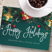 Weihnachtsgeschenke und Ornamente Happy Holidays Postkarte