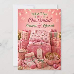 Weihnachtsgeschenke und Schlafanzüge Lustige Weihn Einladung