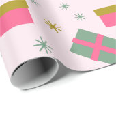 Weihnachtsgeschenke und Schneeflocken Moderne Weih Geschenkpapier (Rolleneckpunkt)