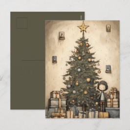 Weihnachtsgeschenke unter dem Baum Feiertagspostkarte