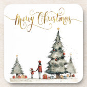 Weihnachtsgeschenke unter dem Baum Getränkeuntersetzer (Vorderseite)