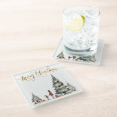 Weihnachtsgeschenke unter dem Baum Glasuntersetzer (Schrägansicht)