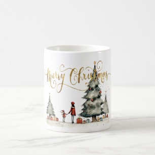 Weihnachtsgeschenke unter dem Baum Kaffeetasse