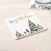 Weihnachtsgeschenke unter dem Baum Rechteckiger Pappuntersetzer (angewinkelt)