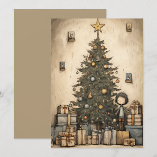 Weihnachtsgeschenke unter der BaumIllustration Feiertagskarte