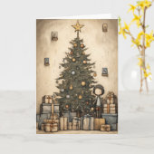 Weihnachtsgeschenke unter der BaumIllustration Karte (Gelbe Blume)