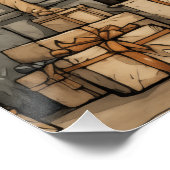 Weihnachtsgeschenke unter der BaumIllustration Poster (Ecke)