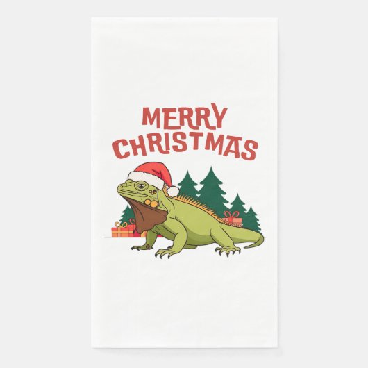 Weihnachtsgeschenke von Santa Iguana Evergreen Tre Serviette (Vorderseite)