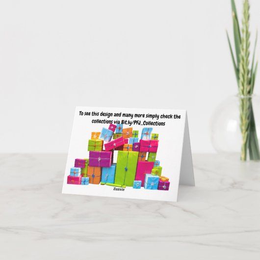 Weihnachtsgeschenke. Weihnachtskarte Karte (Rückseite)