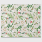 Weihnachtsgeschenke Wrap Creme Floral und Stars Geschenkpapier (Flach)
