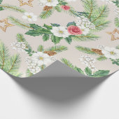 Weihnachtsgeschenke Wrap Creme Floral und Stars Geschenkpapier (Ecke)