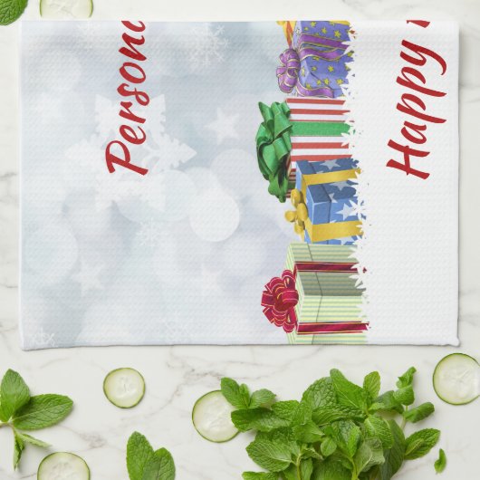 Weihnachtsgeschenke Wrapped Geschenke Happy Holida Geschirrtuch (Gefaltet)