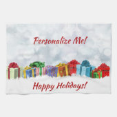 Weihnachtsgeschenke Wrapped Geschenke Happy Holida Geschirrtuch (Horizontal)