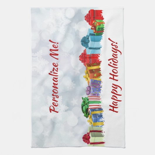 Weihnachtsgeschenke Wrapped Geschenke Happy Holida Geschirrtuch (Vertikal)