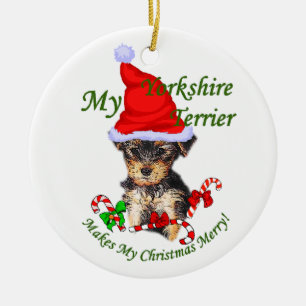 Weihnachtsgeschenke Yorkshires Terrier Keramikornament